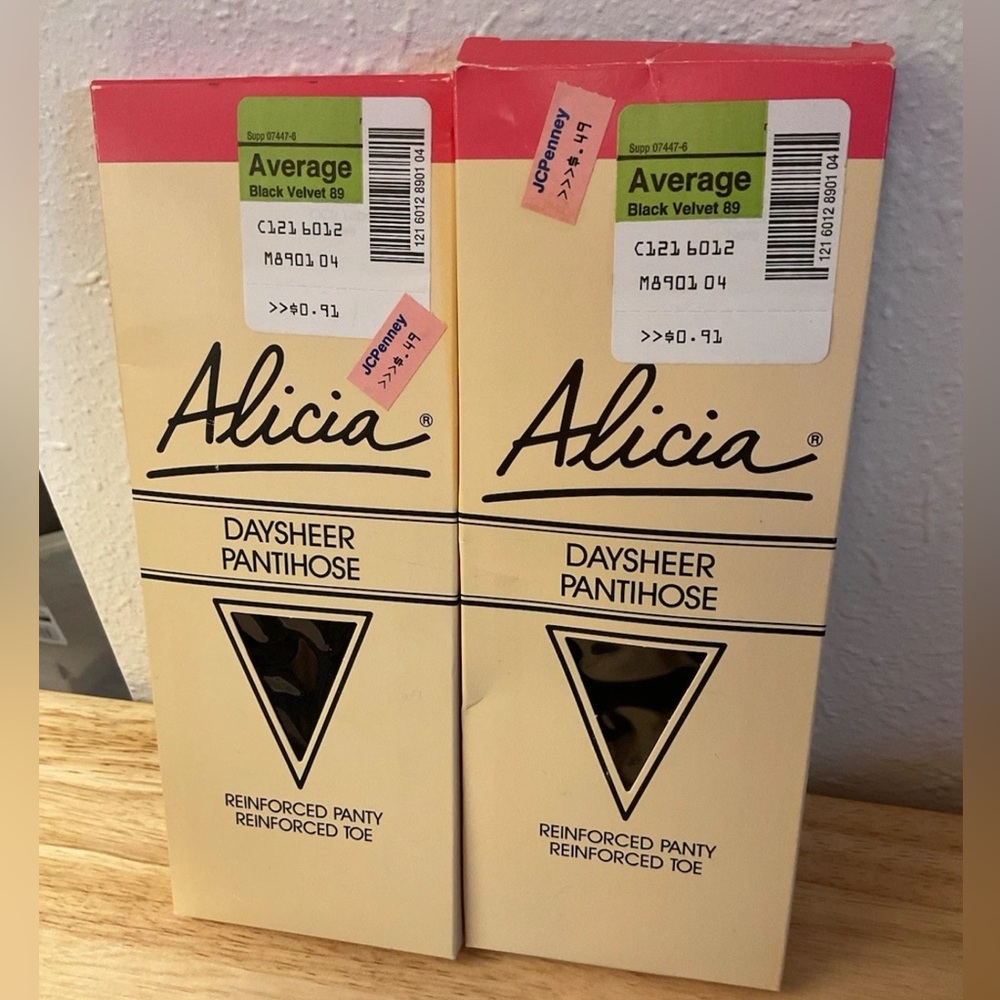 Alicia Daysheer Pantyhose Pantihose Black Velvet Size Average 2 Pair